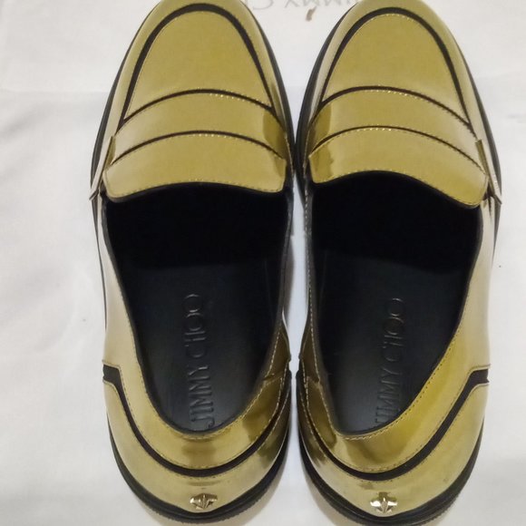 Jimmy Choo Metallic Gold Patent Leather Grove Slip-On - EU44 US11 - Picture 6 of 10